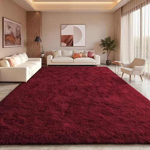EVOIONOS 6x9 Washable Large Area Rug for Living Room, Fluffy Shag Rug for Bedroom, Ultra Soft Plush Non Slip Carpet for Indoor Floor Bedside Nursery Kids Girls Dorm, Home Decor Aesthetic, Burgundy thumbnail 5