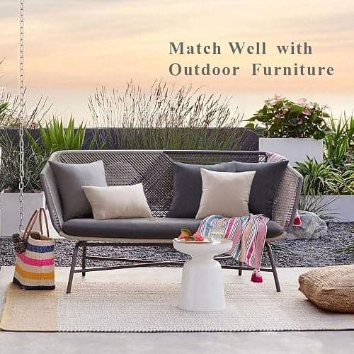 MIULEE Pack of 2 Decorative Outdoor Solid Waterproof Throw Pillow Covers Faux Linen Garden Farmhouse Cushion Cases for Patio Tent Balcony Couch Sofa 18x18 Inch Beige thumbnail 8