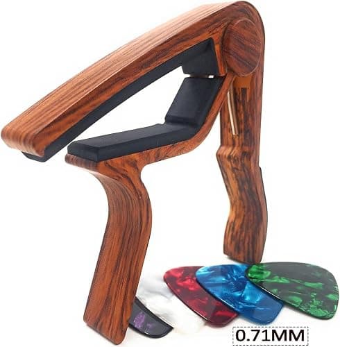 WINGO Guitar Capo for Acoustic and Electric Guitars - Rosewood Color with 5 Picks thumbnail 2
