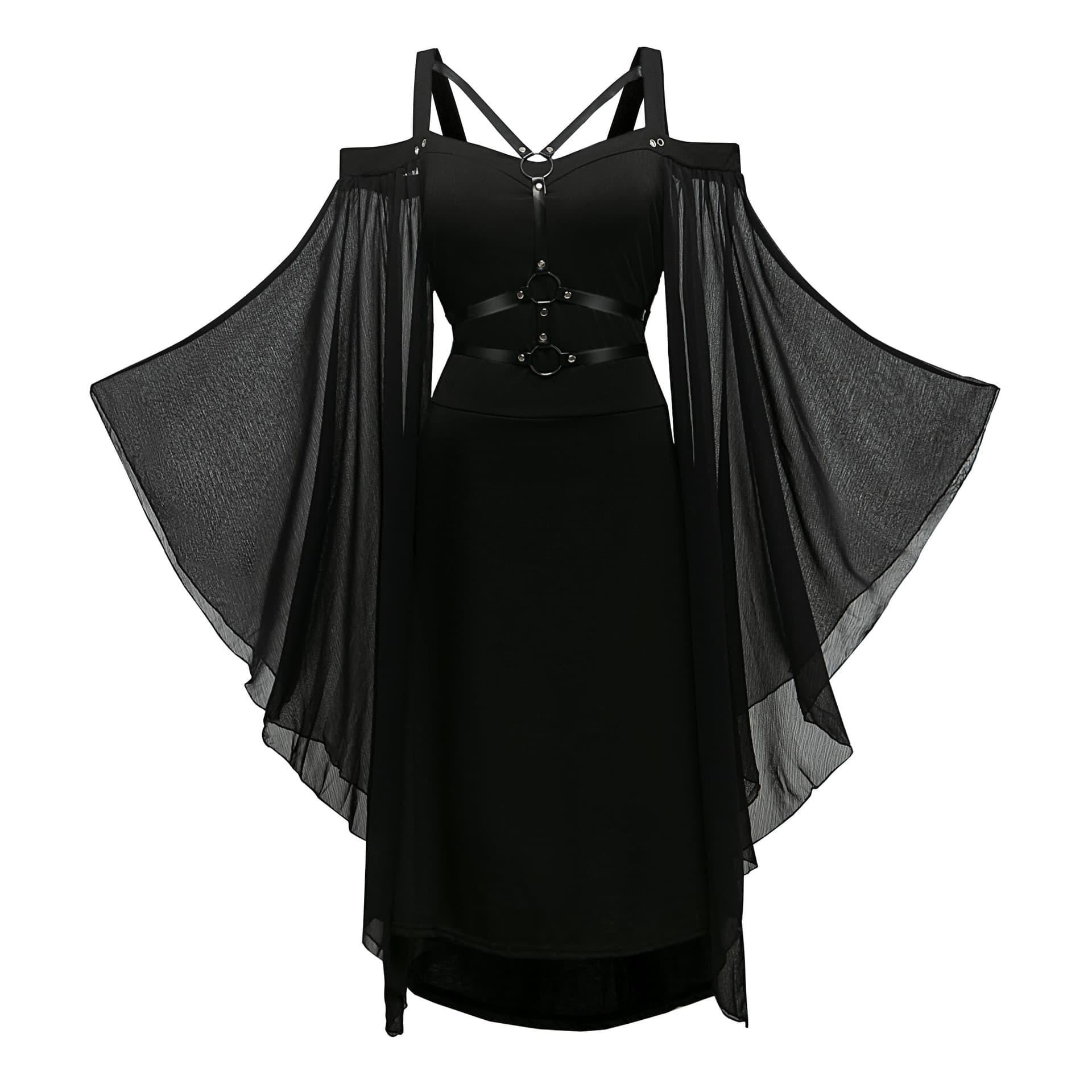Women's Renaissance Costume Medieval Dress Trumpet Sleeve Gothic Maxi Dress Carnival Halloween Party Dress - Image 1