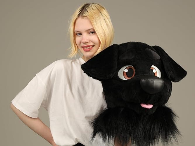 oneandonlycostumes black dog fursuit head and tail regulated jaw, furry head thumbnail 8