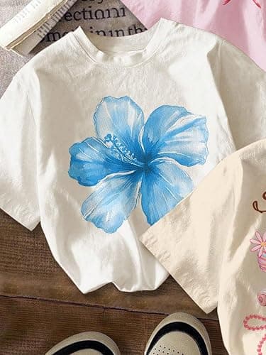 RoseSeek Girl's Graphic Tees Crewneck Summer T Shirt Tops Cute Clothes | Short Sleeve, Regular Fit, Casual, Summer Tops for Girls 10-12/14-16, Tween Girl Clothes thumbnail 5