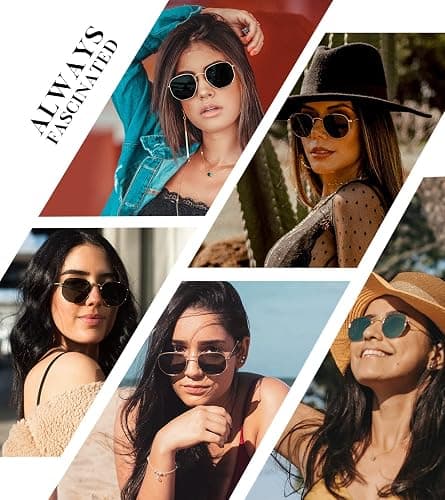 KALIYADI Sunglasses for Women and Men, Polarized Square UV Protection, Trendy Metal Frame Hexagon Sunglasses thumbnail 2