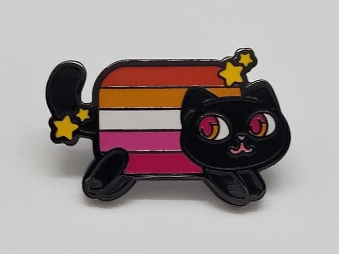 Nyan Cat Pride Enamel Pin The Meme Kitty in Rainbow Trans Pansexual Bisexual Lesbian Asexual Nonbinary Aromantic Pride Flag Colors lgbtq+ thumbnail 2