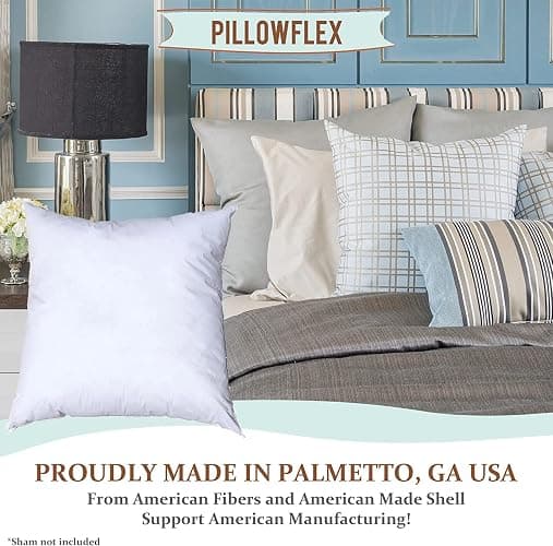 Pillowflex Premium Polyester Throw Pillow Insert - 18x18 - Ultra Soft Small Square Throw Pillow, Couch Sham, Lumbar, Back, Sofa - Machine Washable - Decorative Accent Form - 1 Soft Pillow thumbnail 3
