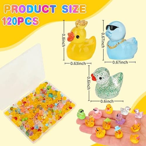 120 Pcs Mini Resin Ducks, Tiny Animals Figures to Hide Small Little Plastic Miniature Ducks Bulk for Dollhouse Decor Home Office Potted Fish Tank Aquarium Landscape Micro Fairy Garden Accessories thumbnail 3