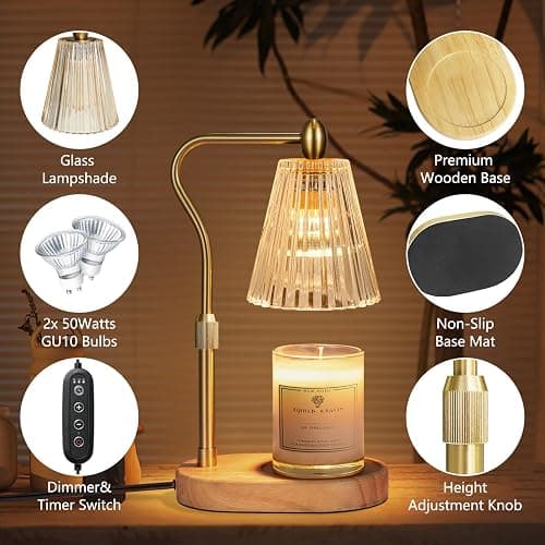 Engpure Candle Warmer Lamp with Timer and Dimmer Adjustable Height for Home Room Decor, Brithday Gifts for Women, Candle Warmer for Scented Jar Candles Mother's Day Gifts thumbnail 7
