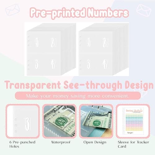 100 Envelopes Saving Challenge Binder, A5 Money Saving Budget Binder with 100 Cash Envelope | Savings Challenges Save $5,050 (Pink) thumbnail 5