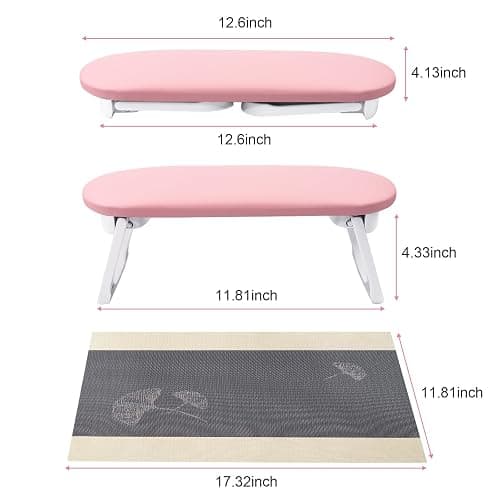 Subay Nail Arm Rest, Foldable PU Leather Manicure Hand Rest for Acrylic Nails Cushion Hand Holder, Nail Arm Rest Pillow Nail Art Tool for Nails Tech Manicure Pedicure Salon Home Use - Pink thumbnail 7