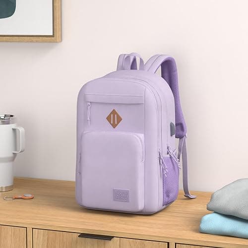 KEOFID Classic Travel backpack for Men and Women, Anti Theft Laptop Backpack with USB Charging Port for Work, Large Bag for College, Water Resistent(Purple) thumbnail 2