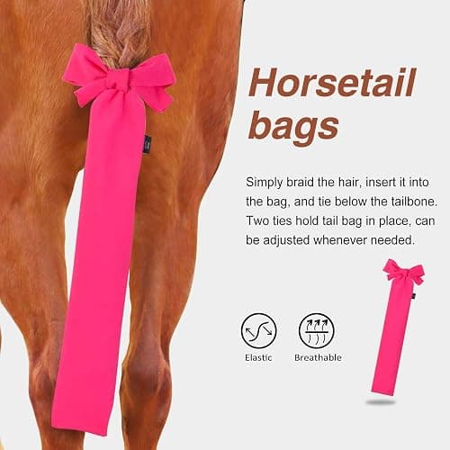 Harrison Howard Stretchy Horse Tail Guard - Breathable & Protects - Slip On Design - 2 Strand Closure - 22" L Light Pink thumbnail 3