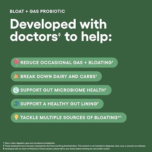 Physician's CHOICE Bloat & Gas Probiotic 5-in-1 Proactive Support + Daily Relief - Digestion & Gut Health- Herbals, Digestive Enzymes, Post & Prebiotics - Gas Relief for Adults - Women & Men - 30ct thumbnail 3