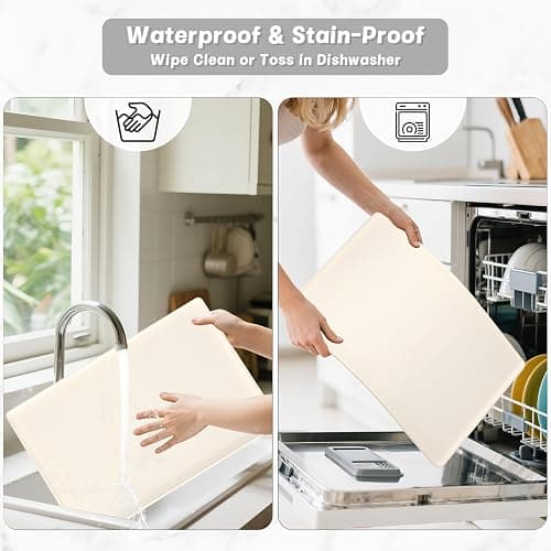 Rnivvi Silicone Coffee Mat, 12" x 19" Waterproof Raised Edge Coffee Bar Mats for Espresso Machine Station Accessories, Heat Resistant Dish Drying Pad for Kitchen Counter, Rubber Bar Decor Pad, Beige thumbnail 7