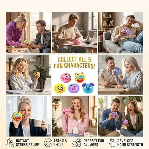 Smushers Squishy, Smushers Sensory with Interchangeable Faces, Curiosities Smushers Dog Face Swap Squishy, Soft Moldable Cute Slow Rise Relaxing Sensory Fidget Relief (Pink) thumbnail 7