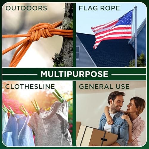 TECEUM Rope – 90 Feet x 3/8 Inch (10mm) – Black – Strong All-Purpose Utility Rope – Camping, Crafting, Flag Pole, Indoor & Outdoor – Polypropylene Nylon Poly Lightweight Diamond Braided Cord thumbnail 6