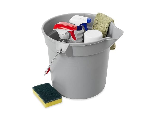 Rubbermaid Commercial Products Brute Heavy-Duty Round Bucket, 10-Quart/2.5 Gallon, Gray, Corrosive-Resistant Pail with Handle for Professional/Janitorial Cleaning and Material Transport thumbnail 5