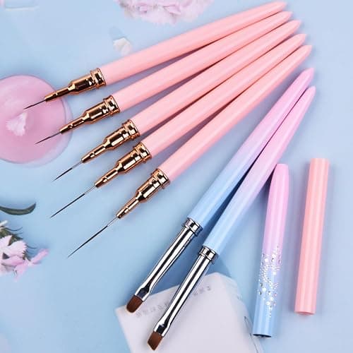 Ycyan 7pcs Nail Art Brushes, Nail Art Liner Brushes Sizes 4/8/12/20/25mm, Oval & Angled Nail Art Clean Up Brushes for Clean Polish Mistake On The Cuticles thumbnail 7