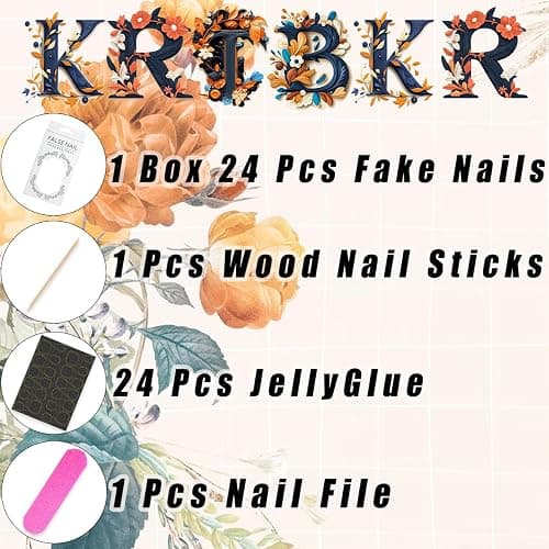 24Pcs Pink Flower Press on Nails Medium Almond Fake Nails 3D Floral with Gold Pearl Glossy Glue on Nails French Tip False Nails Cute Summer Stick on Nails for Women Girls Acrylic Manicure Salon Tips thumbnail 6