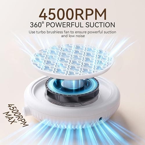 VERYTOP Nail Dust Collector, 4500RPM 360° Nail Vacuum with Adjustable Speeds, Portable & Quiet Manicure Dust Sucker for Acrylic Gel Nails, Ideal for Home DIY and Salon Professionals-9 inch thumbnail 2