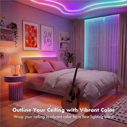 ERBTY IC Smart RGB LED Strip Lights, 65.6FT LED Lights for Bedroom, App Control/Remote Control, Music Sync, DIY Design, Rainbow Chasing Effects, Strip Lights for Home, Party Decor thumbnail 6