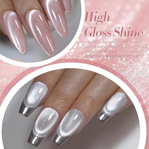 Born Pretty Cat Magnetic Eye Gel Nail Polish Set 6 Colors Pastel Milky Blue | Glass Cat Magnetic Gel Pastel Blue Green Purple Pink Nude Silver, Nail Art Gel Manicure Salon DIY Gifts for Women 7ML thumbnail 4