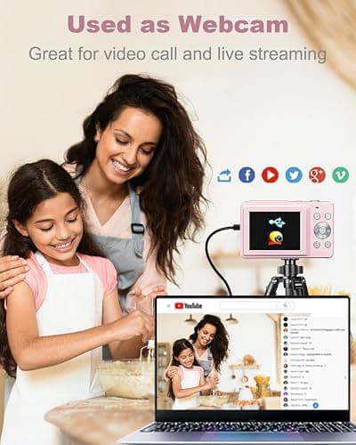 CAMKORY Digital Camera 1080P 44MP FHD Compact Digital Camera 16X Digital Zoom Anti-shake Vlogging Camera for Students Seniors Beginner Pink thumbnail 6
