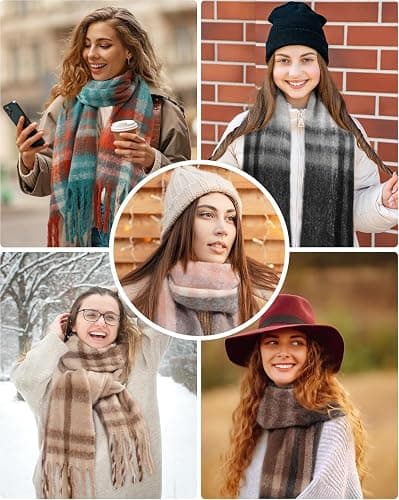 Winter Plaid Scarves for Women - Large, Soft Warm Scarf Shawls, Ideal for Cold Weather & Gifting thumbnail 7