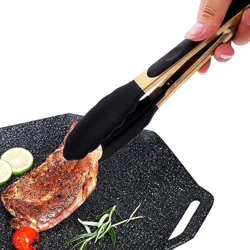 Mafier Stainless Steel Classic Kitchen Serving Food Party Gold Tongs 9" and 12" Cooking Tong with BPA Free Silicone Tips, Dishwasher Safe Serving Tools(set of 2) thumbnail 7