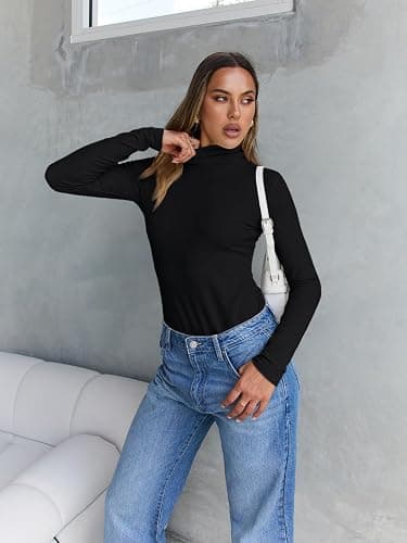 Trendy Queen Women's Turtleneck Long Sleeve Shirts Fall Fashion Basic Thermal Underwear Tops Winter Clothes 2025 thumbnail 5