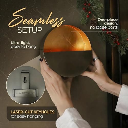 NativeSkins Eclipse Metal Wall Candle Sconces Set of Two Wall Candle Holders - Set of 2 Handcrafted Decorative Tea Light Sconce for Living Room Decor Gold Tea Holder thumbnail 6