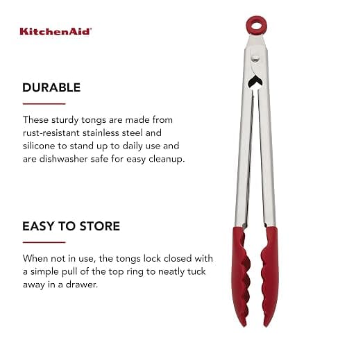 KitchenAid Silicone Stainless Steel Tongs, 12 Inch, Red thumbnail 5