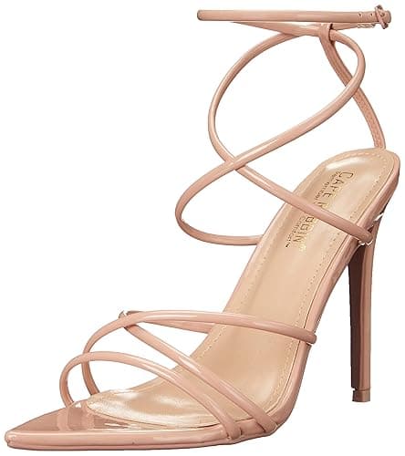 Cape Robbin Ada Strappy Pointy Open Toe Ankle Strap Stiletto Heel Sandals Beige - 9 - Nude