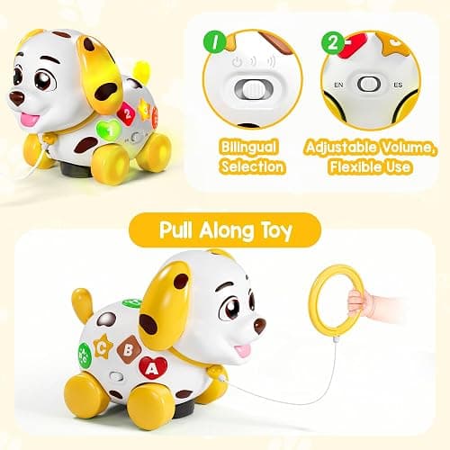 Toys for 1 Year Old Girl Gifts, Musical Baby Toys 6-12-18 Months, Bilingual Learning Toy for 1 Year Old, 1st Birthday Girl Boy Gift Presents, Music Toddlers Puppy for Infants 7 8 9 Months thumbnail 6