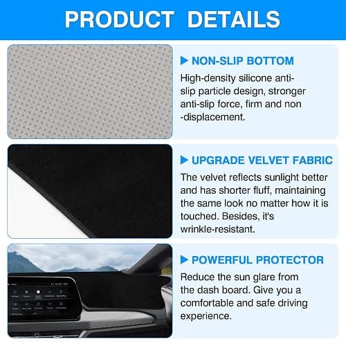 Autorder Dashboard Cover Mat for Chevy Chevrolet Equinox EV 2024 2025 2026 Accessories Dash Cover Upgrade Velvet Dash Mat Sunshade Glare UV Rays Protector thumbnail 6