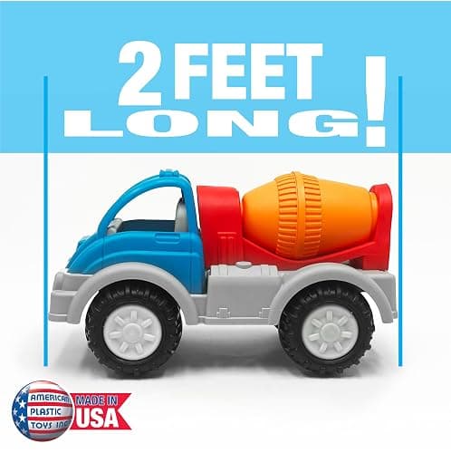 American Plastic Toys Gigantic Cement Mixer with Rotating Drum, Sturdy Wheels, Metal Axles & Made from Durable Plastic for Children 2 Years & Older thumbnail 3