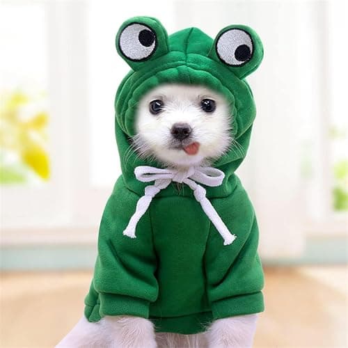 Warm Dog Winter Clothes Cute Fruit Dog Coat Hoodies Fleece Pet Dogs Costume Jacket for French Bulldog Chihuahua Ropa para Perro(Green,XS) thumbnail 4