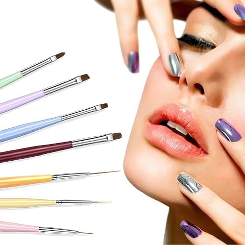 7PCS Nail Art Brushes, Nail Design Painting Brush Set with Nail Polish Brush, Nail Liner Brush, Nail Extension Gel Brush, Builder Nail Gel Brush, and Multi-Size Dotting Pens for DIY Nail Art thumbnail 5