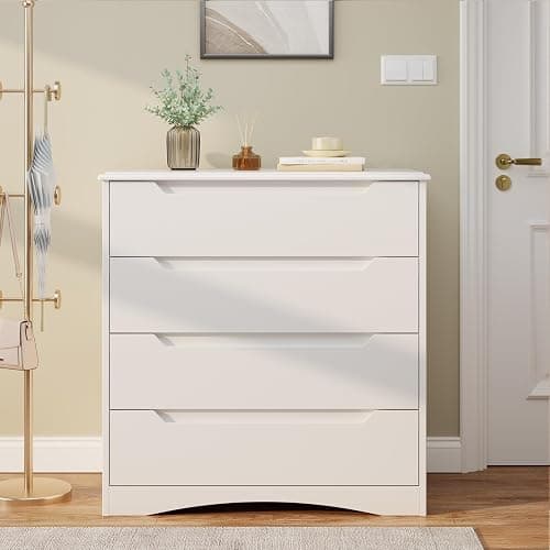 Bealife Dresser for Bedroom, 4 Drawer Dressers Chest of Drawers with Anti-Tripping Device, White Dresser for Closet with Embedded Handles, Closet Chests Organizer for Hallway, Living Room (White) thumbnail 3