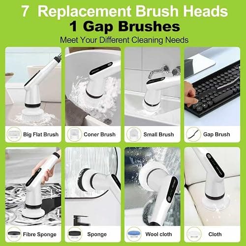Dreazu Electric Spin Scrubber, Cordless Shower Scrubber for Bathroom | 10‑in‑1 shower cleaner brush with Extendable Handle, 2‑Speed, 44‑lbs High‑Torque for Bathtub, Toilet, Kitchen, Tile Floors thumbnail 3