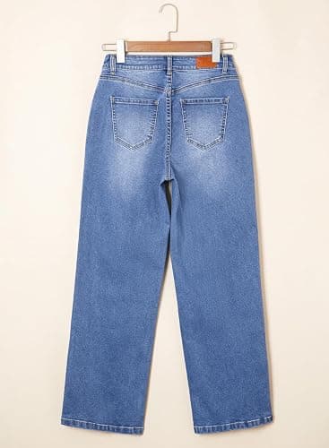 Sidefeel Women's Wide Leg Jeans High Waisted Stretchy Baggy Denim Pants | Patch Slant Pockets, Patchwork, Full Length, Boyfriend, Fashion Clothing, Western Outfit, Country Concert Outfits thumbnail 8