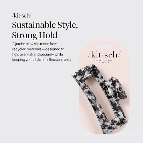Kitsch Jumbo Hair Clip for Women – Recycled Plastic Hair Claw Clip - All-Day Strong Hold, Durable Non-Slip Grip for Thick & Thin Hair - Black, 1pc thumbnail 2