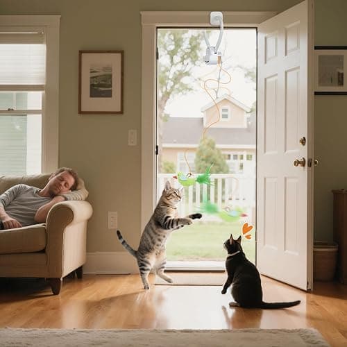 CATPICK Interactive Cat Toys for Indoor Cats Automatic Electric Flying Bird Feather Mouse Toy - Best Kitten & Adult Cat Enrichment Mouse cat Toy Hanging Electric Kitty Toys for Bored Cats thumbnail 3