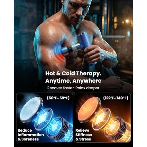 BOB AND BRAD A7 Pro Massage Gun with Heat & Cold Therapy for Back Pain & Recovery - 11mm Deep Tissue, Portable Quiet Handheld Gun, FSA-HSA Eligible with Case thumbnail 3