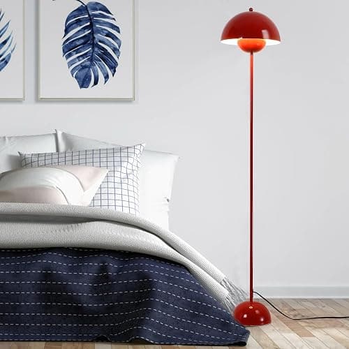 COSYLUX Modern Floor Lamp for Living Room, Industrial Tall Standing Lamp for Bedroom, Metal Shade Reflecting Light Reading Floor Lamp for Office, Nursery Room, Corner(Dark Red) thumbnail 2