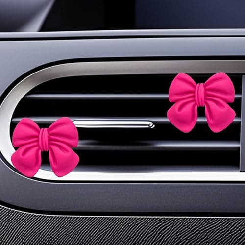 CasaPopz 6 pcs Bow Car Air Vent Clips Coquette Cute Girly Car Decor Accessories Interior Aesthetic Decorations Charm Stuff for Women Girl (Hot Pink) thumbnail 5
