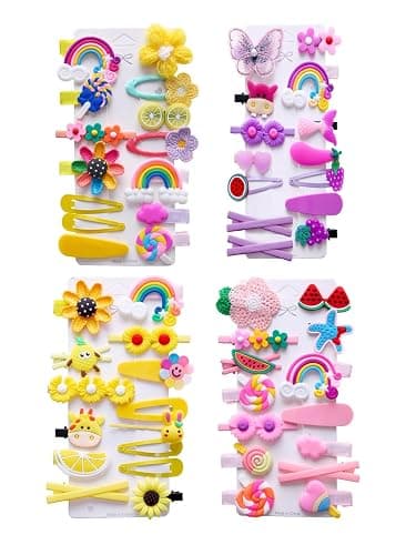 56PCS Toddler Hair Accessories Set: Colorful Rainbow Barrettes, Pins, Candy Fruits, Butterflies for Kids' Stylish Hairstyles - 56 PCS - Image 1