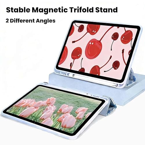 KFQDC for iPad A16 11 Inch 2025 /for iPad 10th Generation 10.9 Inch 2022 Cute iPad Case with Pencil Holder-[Auto Wake/Sleep], Trifold Stand Soft TPU Protective Cover, Blue Bows thumbnail 3