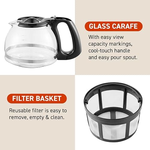 Elite Gourmet EHC4128 Automatic 4-Cup Brew & Drip Coffee Maker with Pause N Serve, Glass Carafe, Reusable Filter, On/Off Switch, Keep Warm, Water Level Indicator, Black thumbnail 2