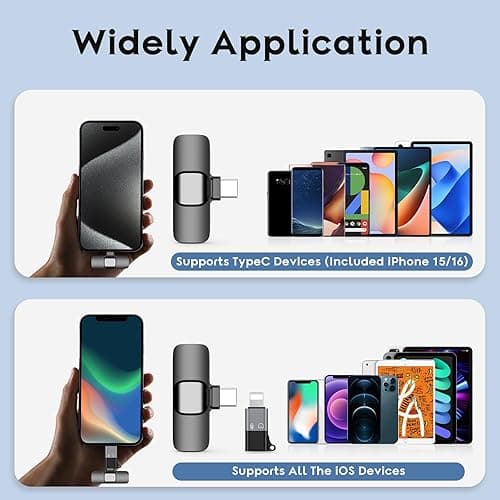USB C Mini Wireless Lavalier Microphone for iPhone 15 16, iOS and Android Devices - Noise Reduction Lapel Mic for Recording, Clip on Mic, Omni Lav Mic for Video Recording, Tiktok, Youtube, Vlog - Black K1 for USB C thumbnail 6