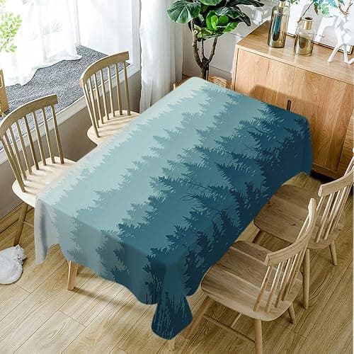 Moslion Tablecloth Mountain Tree Nature Rectangle Tablecloth for Kitchen 60x104 Inch thumbnail 3